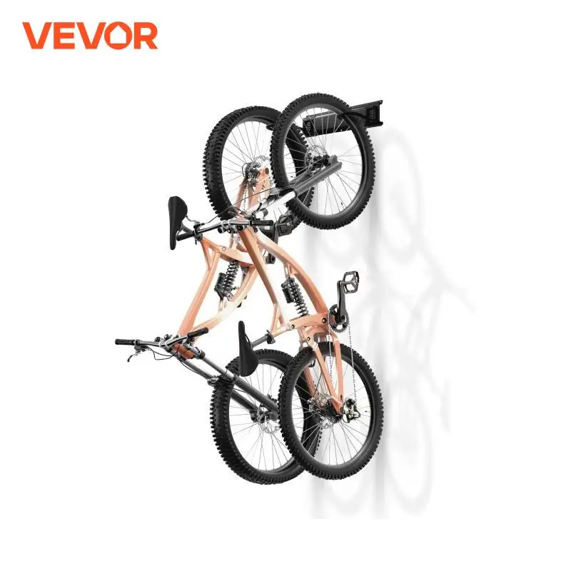 VEVOR 17in Bike Storage Rack Wall Mount Bicycle Storage Hanger Adjustable Holder for Home Garage 2 Bikes Space Saving