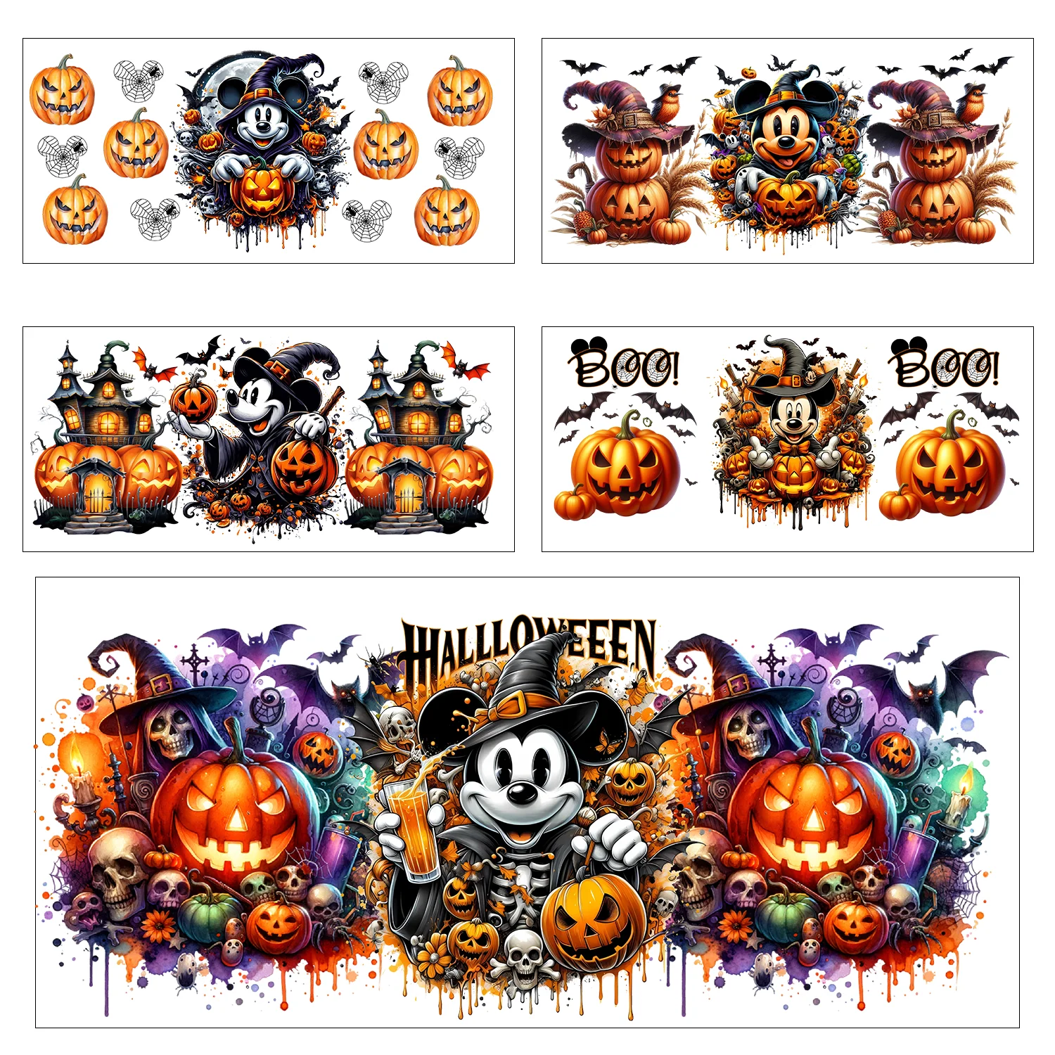 

Halloween Mickey series easy peel waterproof DIY Decals 3D transfers uvdtf stickers 16oz uv dtf cup wraps for Libbey Glasses