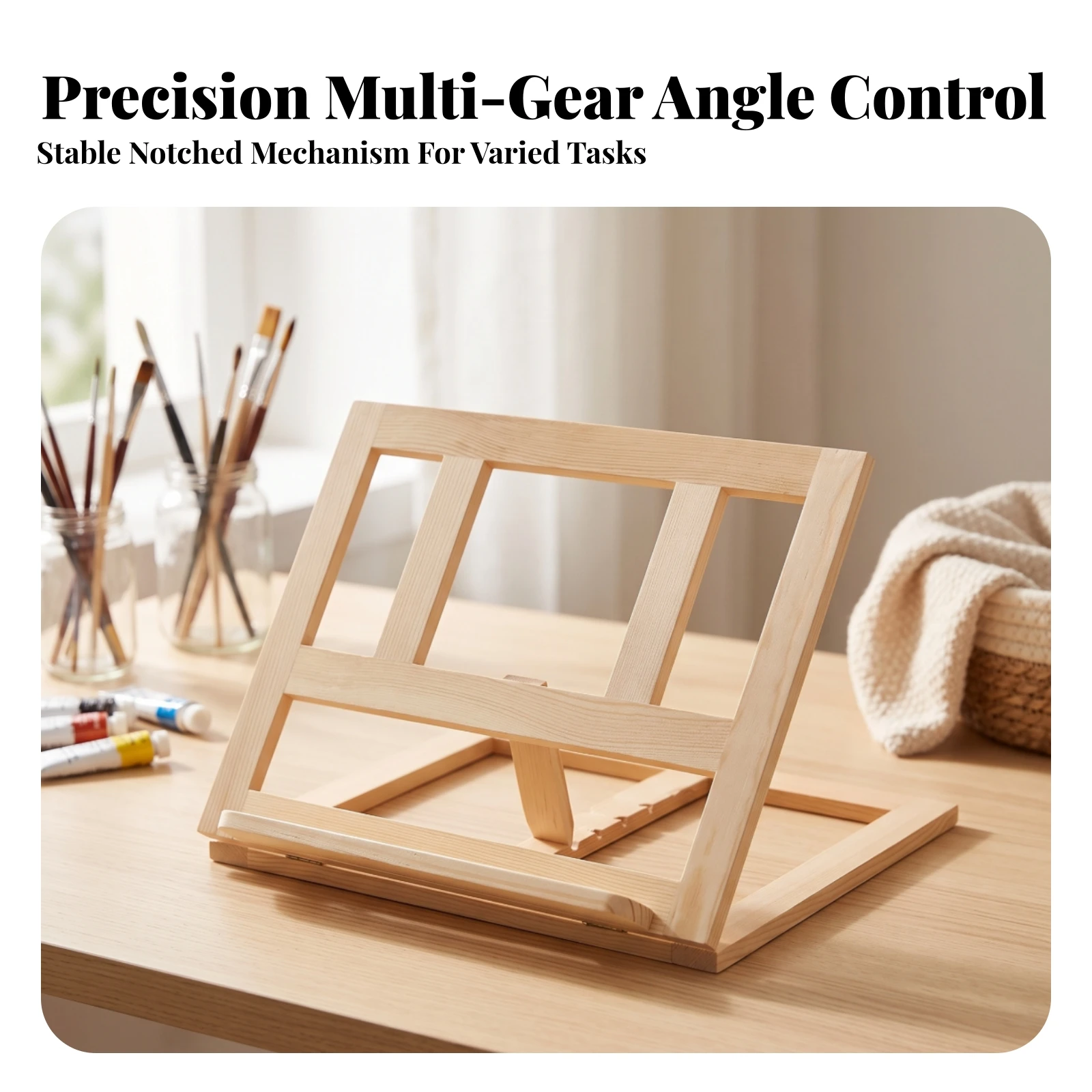 Tabletop Easel with Adjustable Frame Portable Foldable Wooden Easel Display Stand Space-Saving Versatile for Artists, Desk