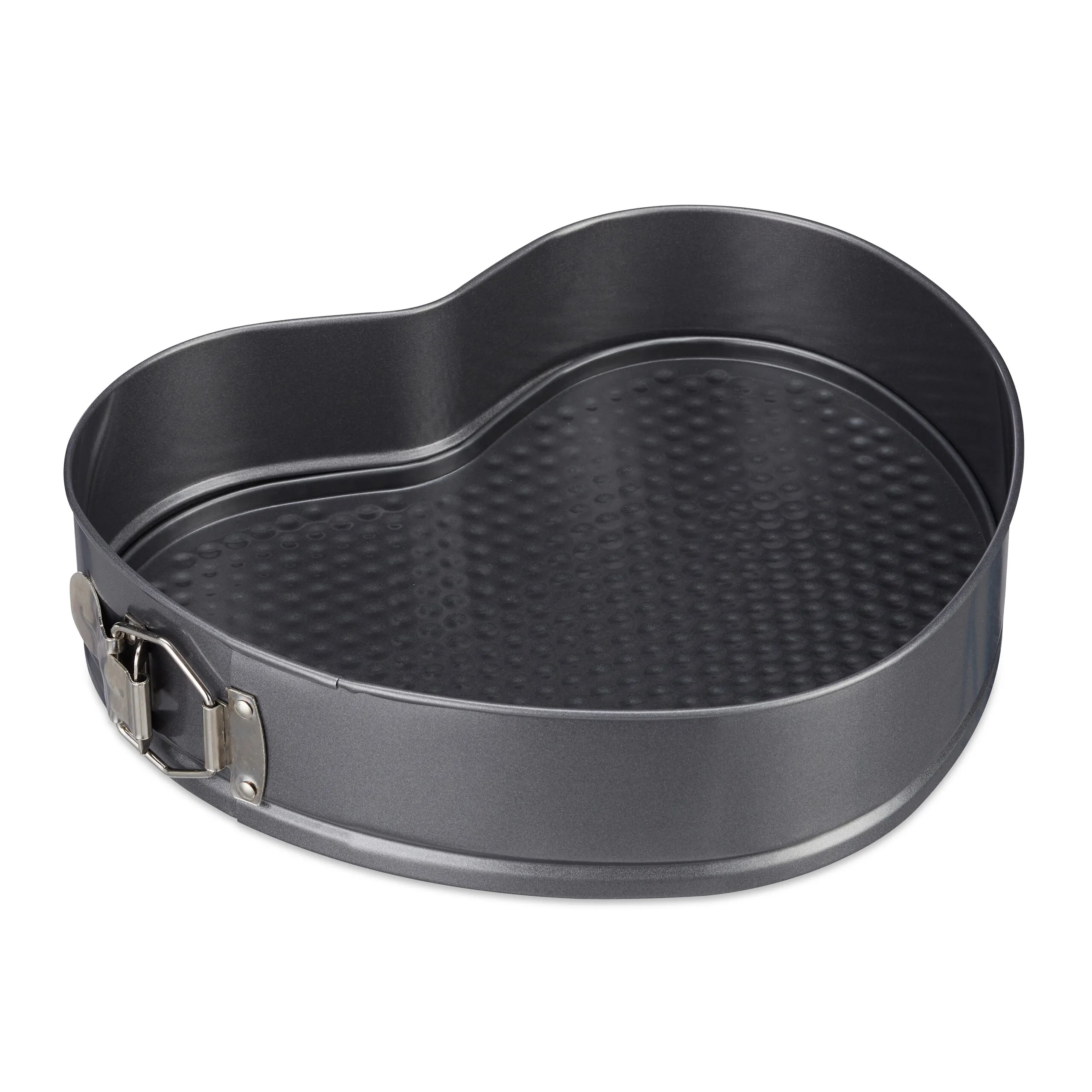 Herzbackform, XL-Format, für romantische Kuchen und Torten, antihaftbeschichtet, Carbonstahl, anthrazit, 28,5 x 25 cm, Springform, Kuchenform, Relaxdays