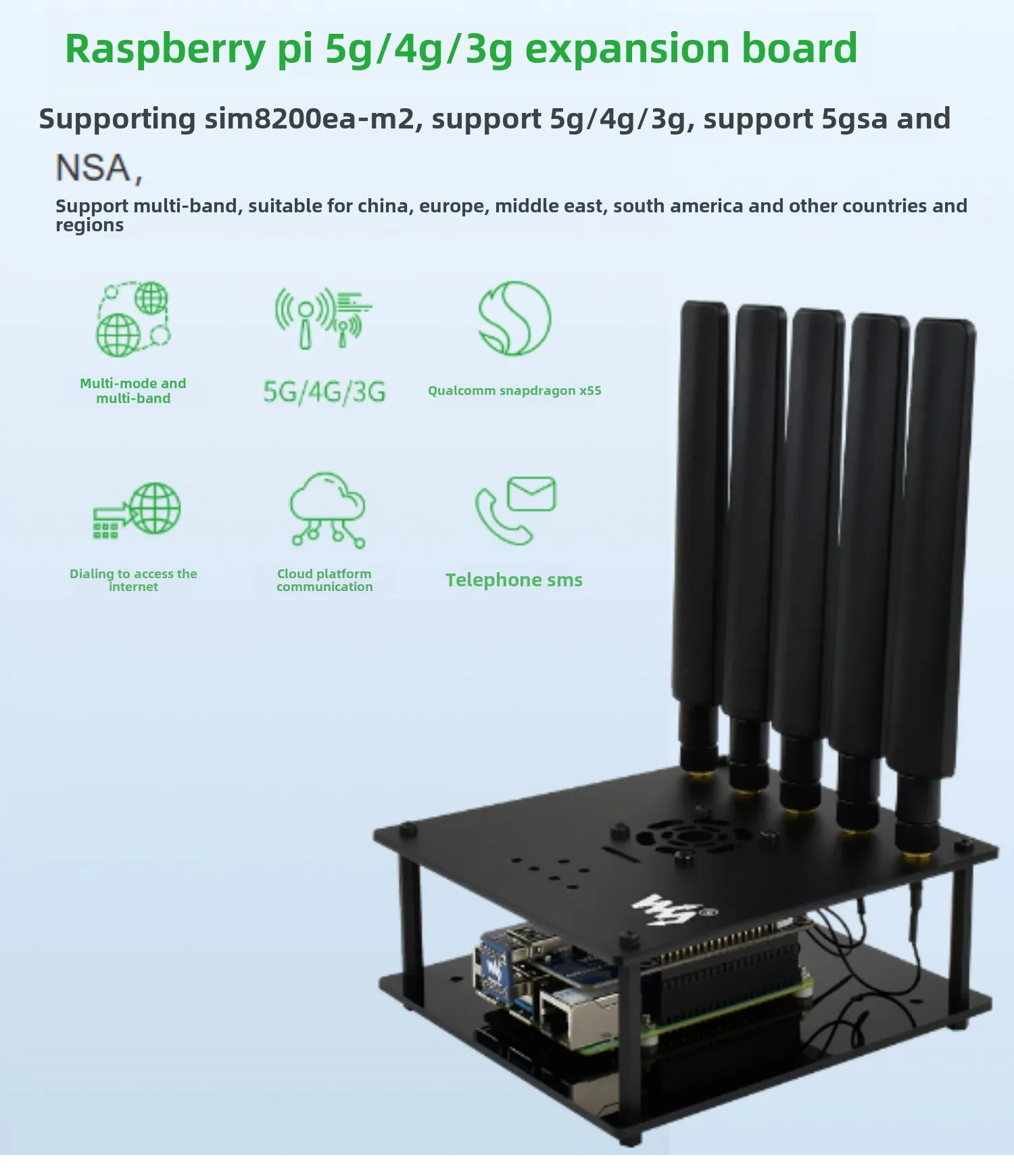 Scheda di espansione Raspberry Pi 5G/4G/3G SIM8200EA-M2 Modulo di comunicazione Raspberry Pi