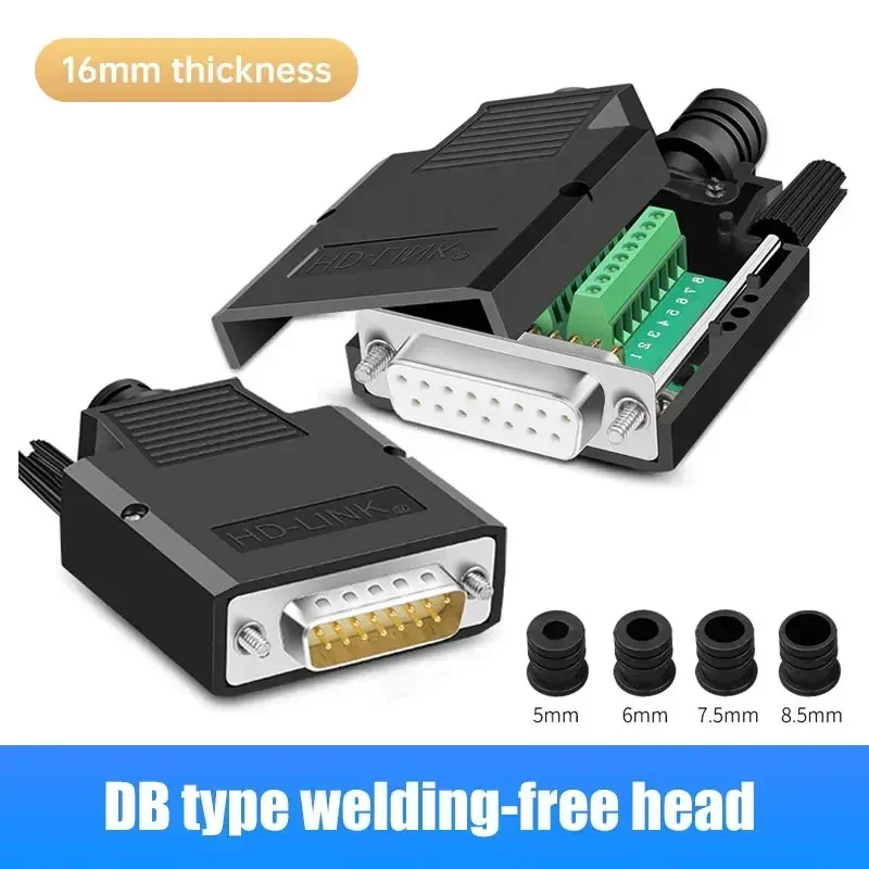 DB9 DB15 DB25 Male Female Connector 9 15 25Pin Solder-free Breakout Connector COM RS232 Serial Port D-SUB Terminal Plug Adapter