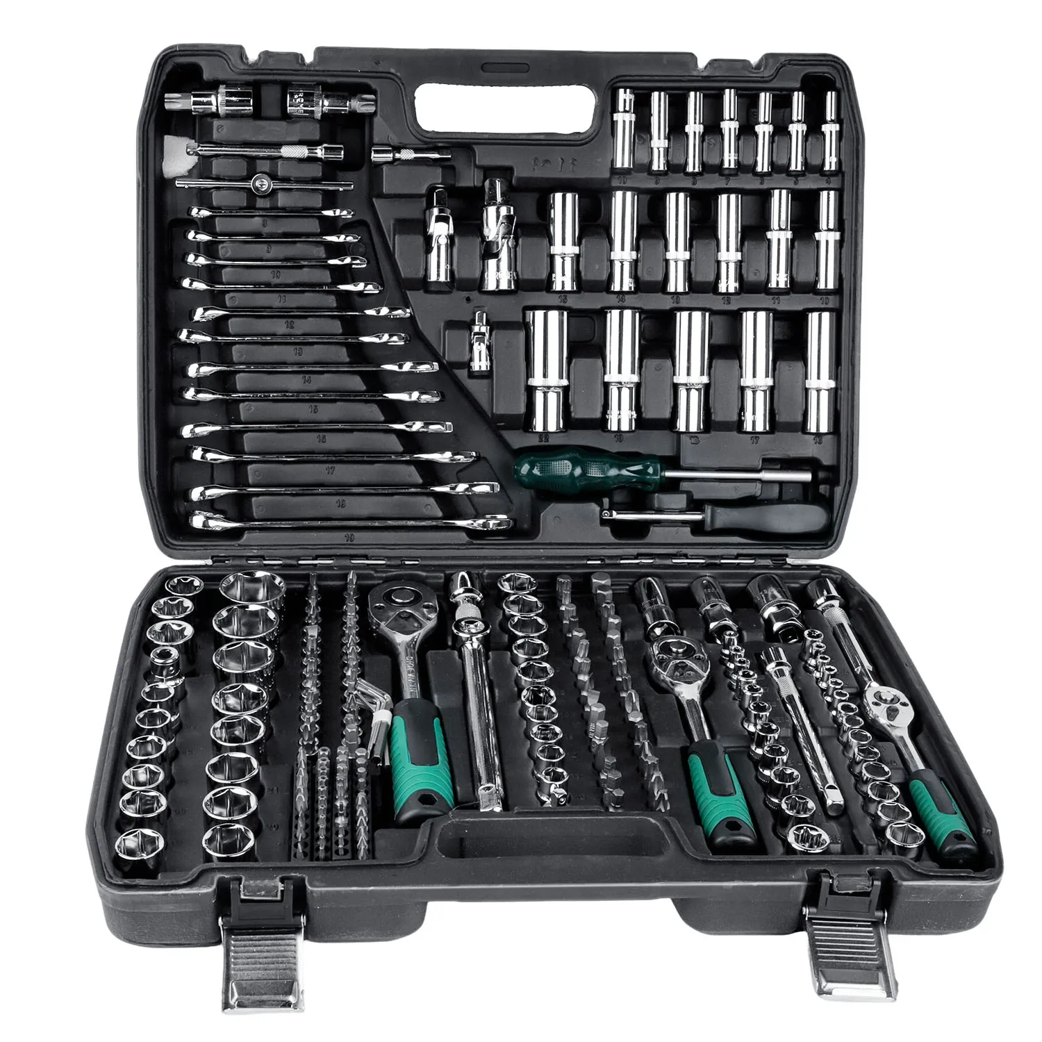 216-delige ratelset autoreparatie gereedschapsets 24-tands ratel sleutel chroom vanadium staal draagbare professionele gereedschapskoffer