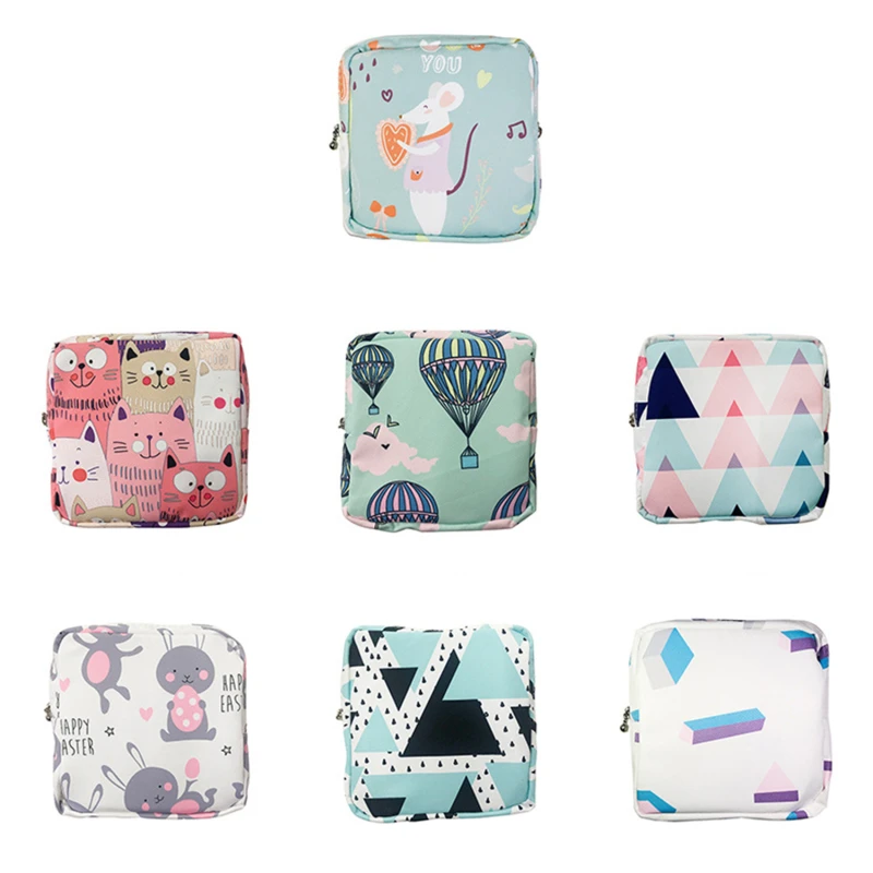 Women\'s Small Cosmetic Bag Travel Mini Sanitary Napkin Storage Bag Coin Money Card Lipstick Storage Bag Wallet Bag