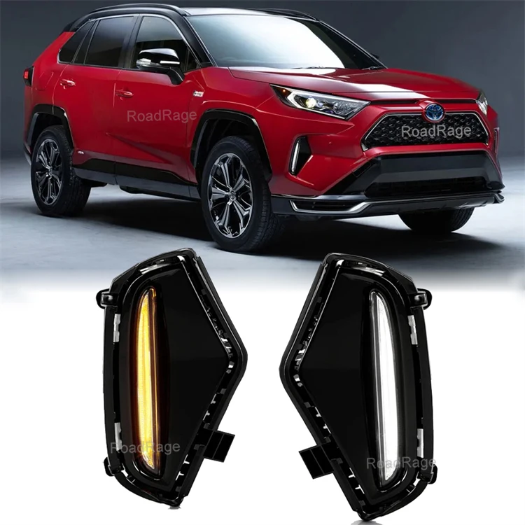 LED Daytime Running light Fog lights with Turn Signal Lamp DRL for toyota rav4 2019 2020 2021 2022  daylight car accessories