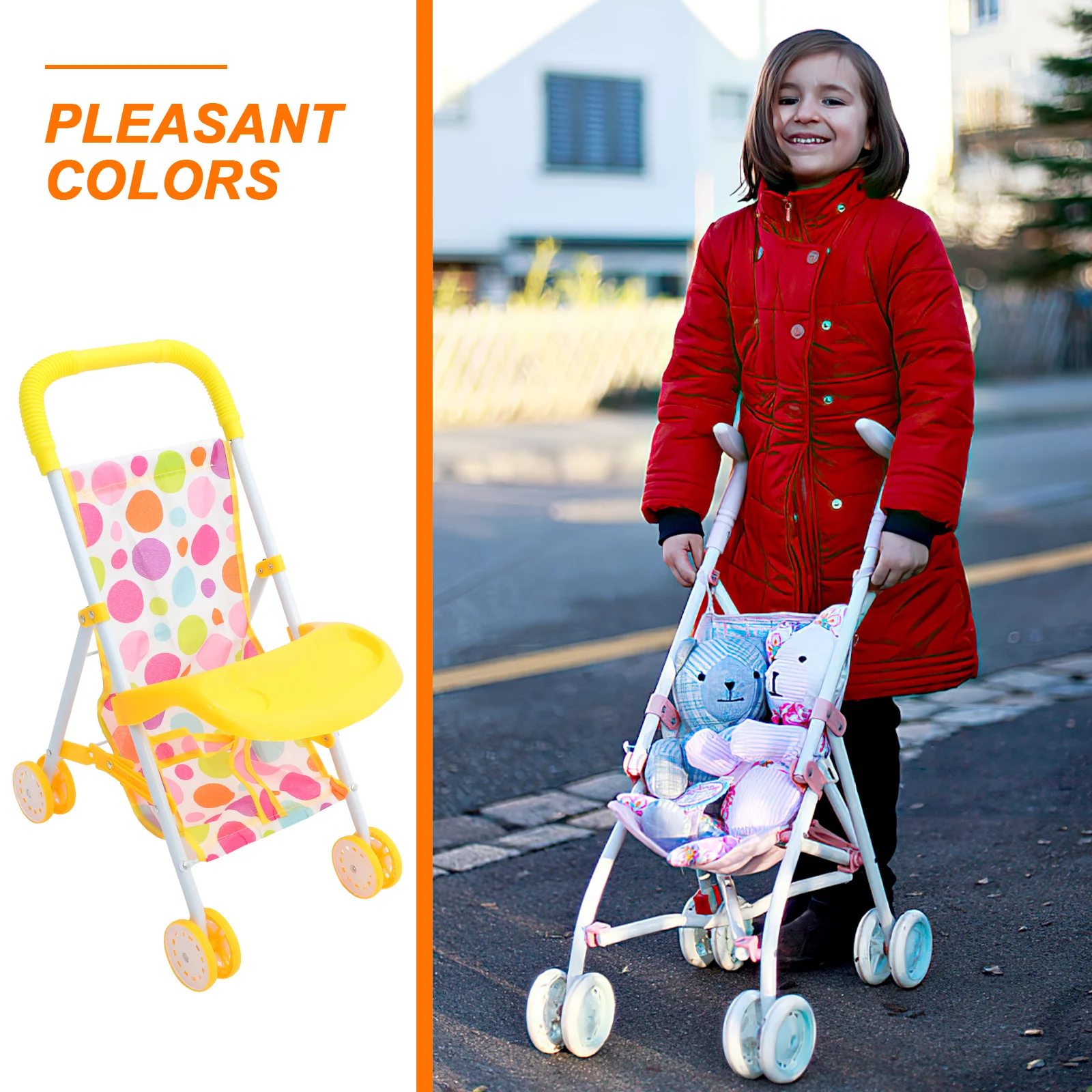 

Realistic Baby Stroller Lightweight Compact Design Travel Play Game House Accessories Encourages Pretend Play Safety Comfortable