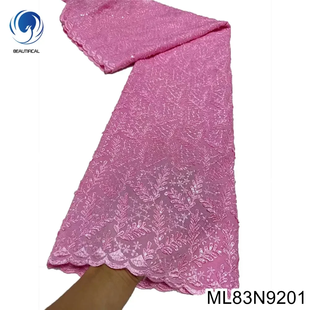 

Comfortable Fabric on New , African Chiffon Net Lace , Noble and Elegant Three-dimensional Embroidery Party Dress, ML83N92