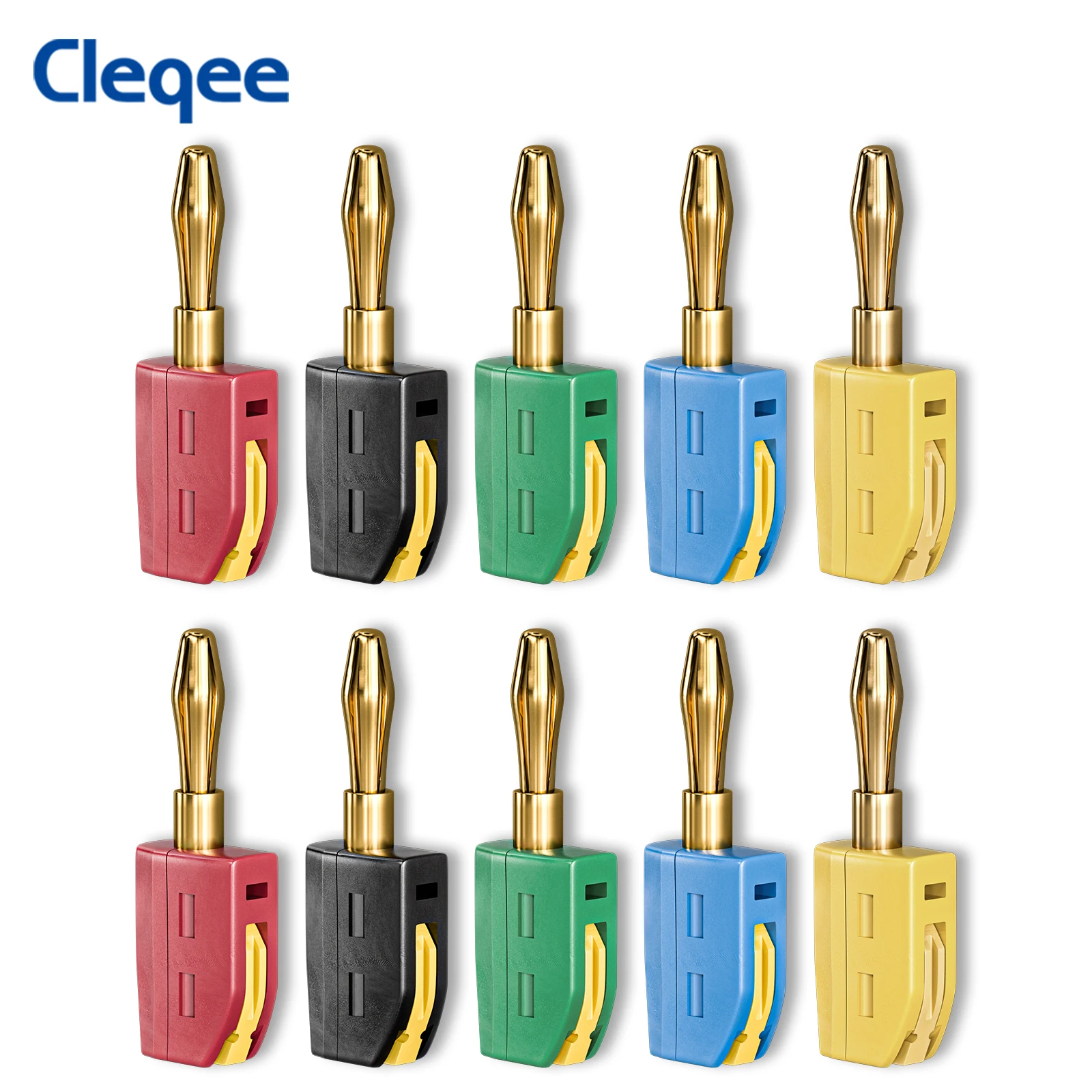 Cleqee P10064 10 szt. 4mm wtyk bananowy wysoki prąd szybkie połączenie pozłacane złącze bananowe 32A test elektryczny