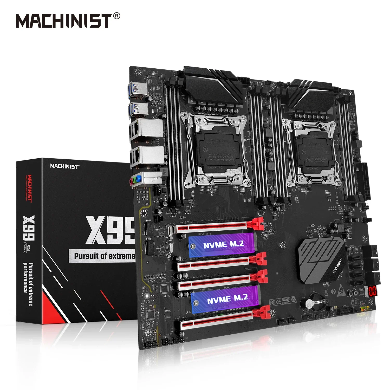 MACHINIST X99 Dual CPU Processor Motherboard LGA 2011-3 Support Intel Xeon E5 V3 & V4 DDR4 RAM Memory Eight-Channel X99 D8 MAX