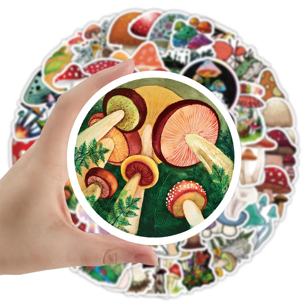 10/30/50PCS Cartoon Mushroom Sticker Decorative Guitar Water Cup Skateboard Luggage Refrigerator Notebook Waterproof Wholesale