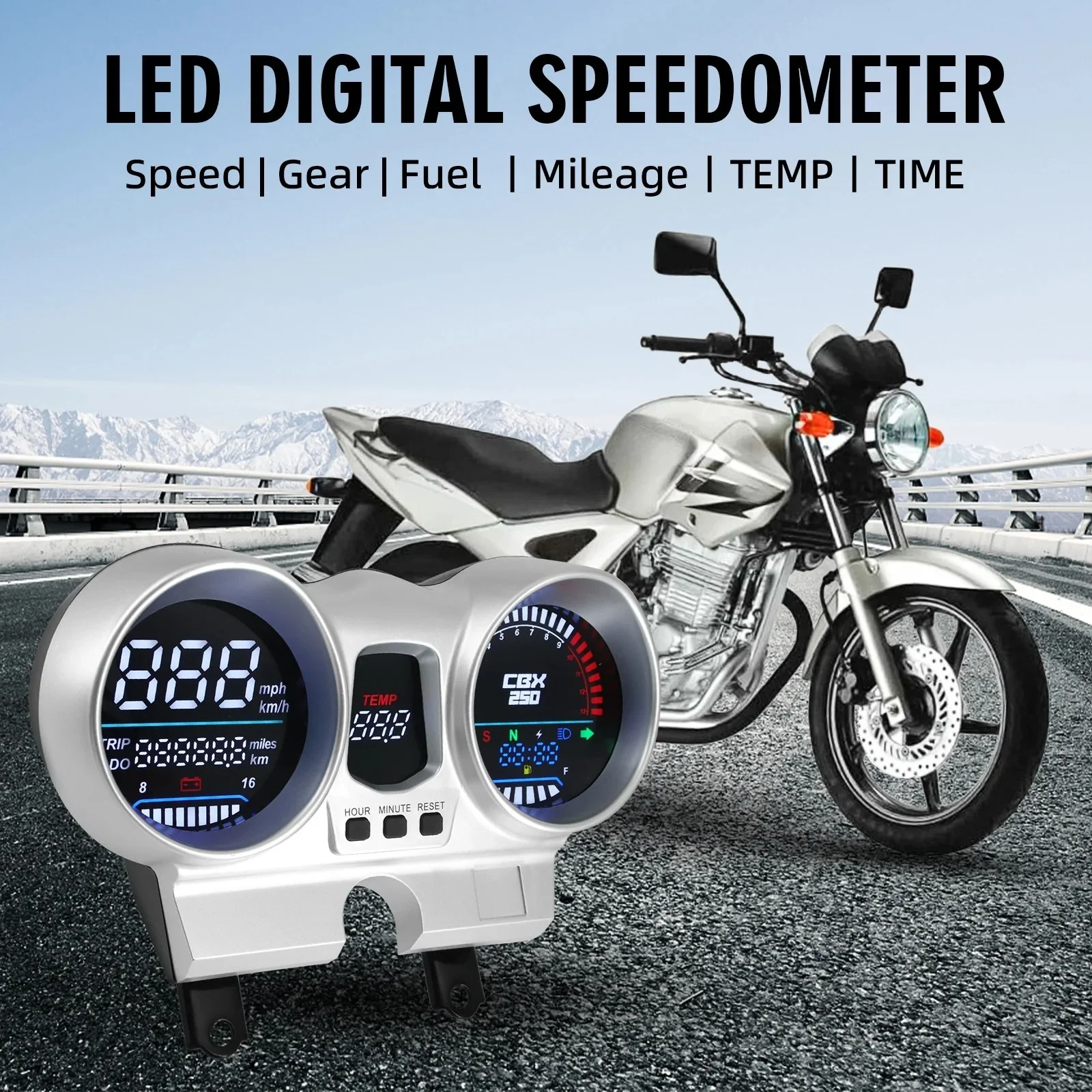 

LED Digital 12V Motorcycle Speedometer Gauge Tachometer Odometer Dashboard For Honda CBX250 CBF250 Twister 2001-2008