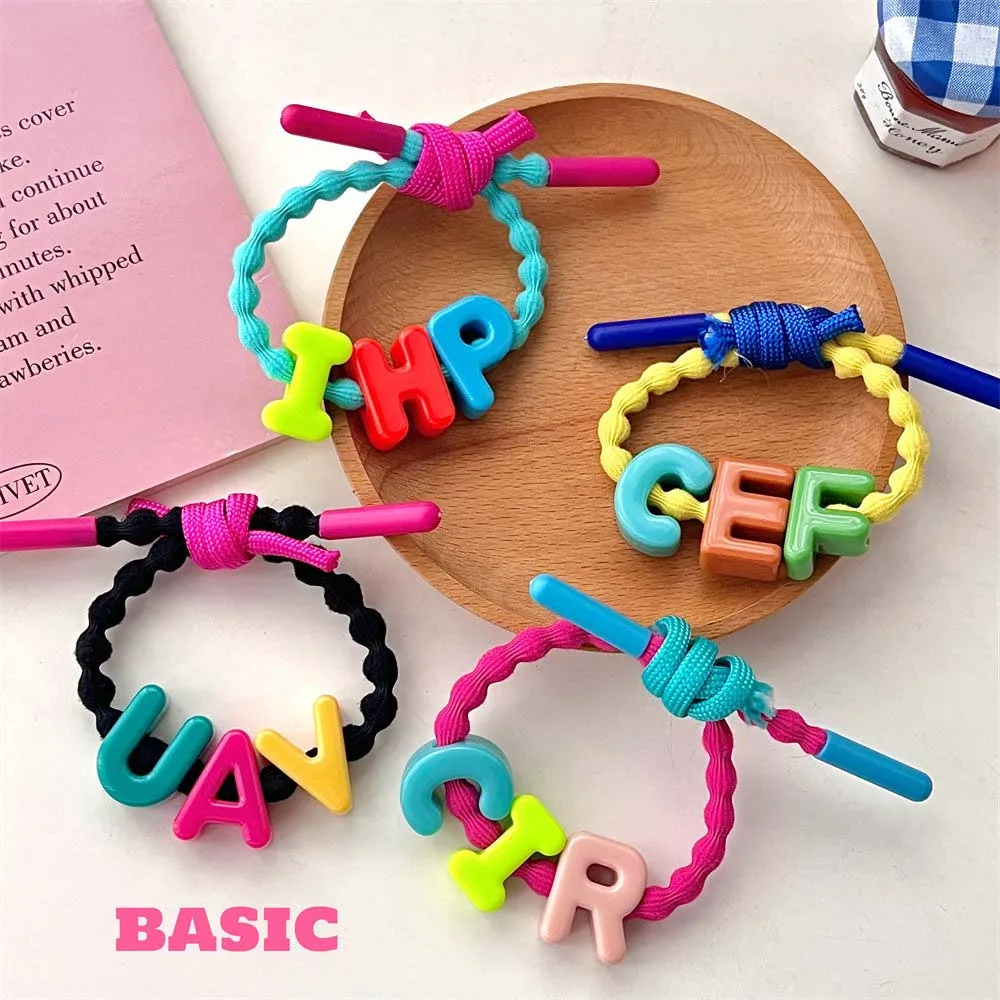 Korean Style English Letter Hair Rope Uppercase Letters Candy Color Creative Hair Scrunchies Hair Ties High Elasticity