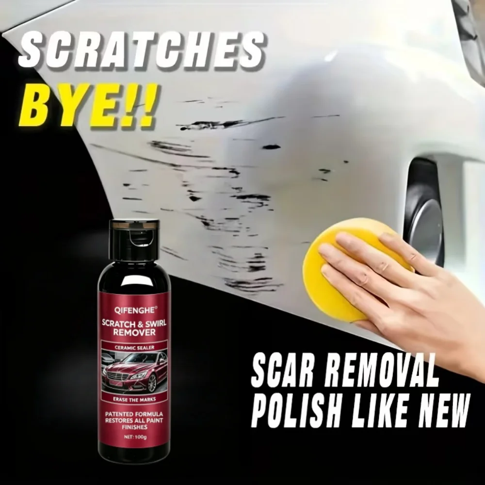 QIFENGHE 100g Car Scratch & Swirl Remover with Ceramic Sealer, Patented Formula for All Paint Finishes