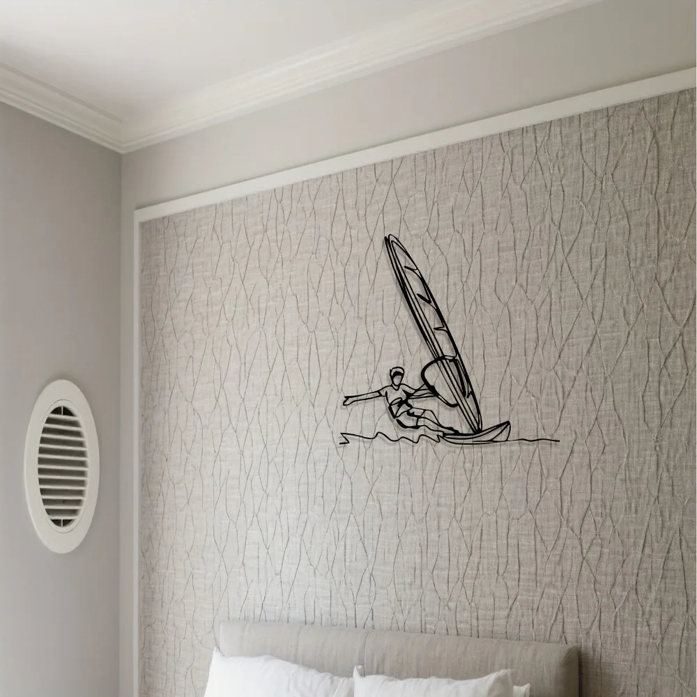 Nautical Windsurfer Metal Wall Hanging Wrought Iron Decor for Bedroom & Outdoor Space
