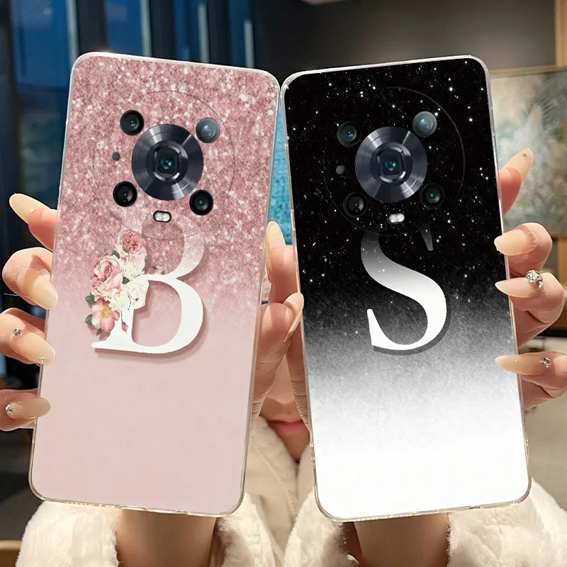 Coque pour Honor Magic4 Pro 5G, étui en silicone transparent, lettres élégantes de luxe, coque de téléphone en TPU souple pour Honor Magic 4 Pro, coque arrière