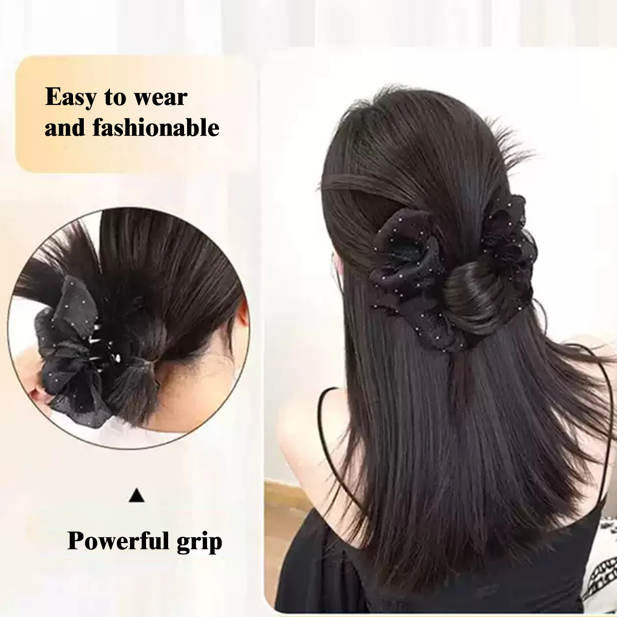 Klip Sintetis Kepala Bakso Wig Sanggul Rambut Ekor Kuda Wanita Klip Ekstensi Rambut Penataan Mode Sanggul Rambut Alami