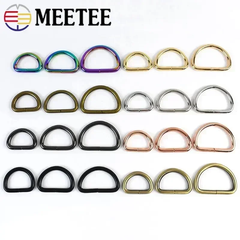 Meetee 10Pcs 13-50mm Metal Buckles Bag Strap O D Ring Buckle Backpack Belt Webbing Dog Collar Loop Clasp DIY Leather Accessories