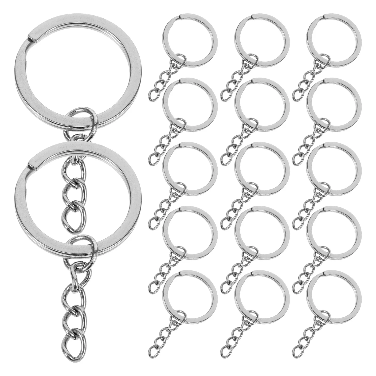 

20Pcs Key Rings for Crafts Durable Stainless Steel Flat Round Metal Keychain Rings Ideal DIY Jewelry Accessories