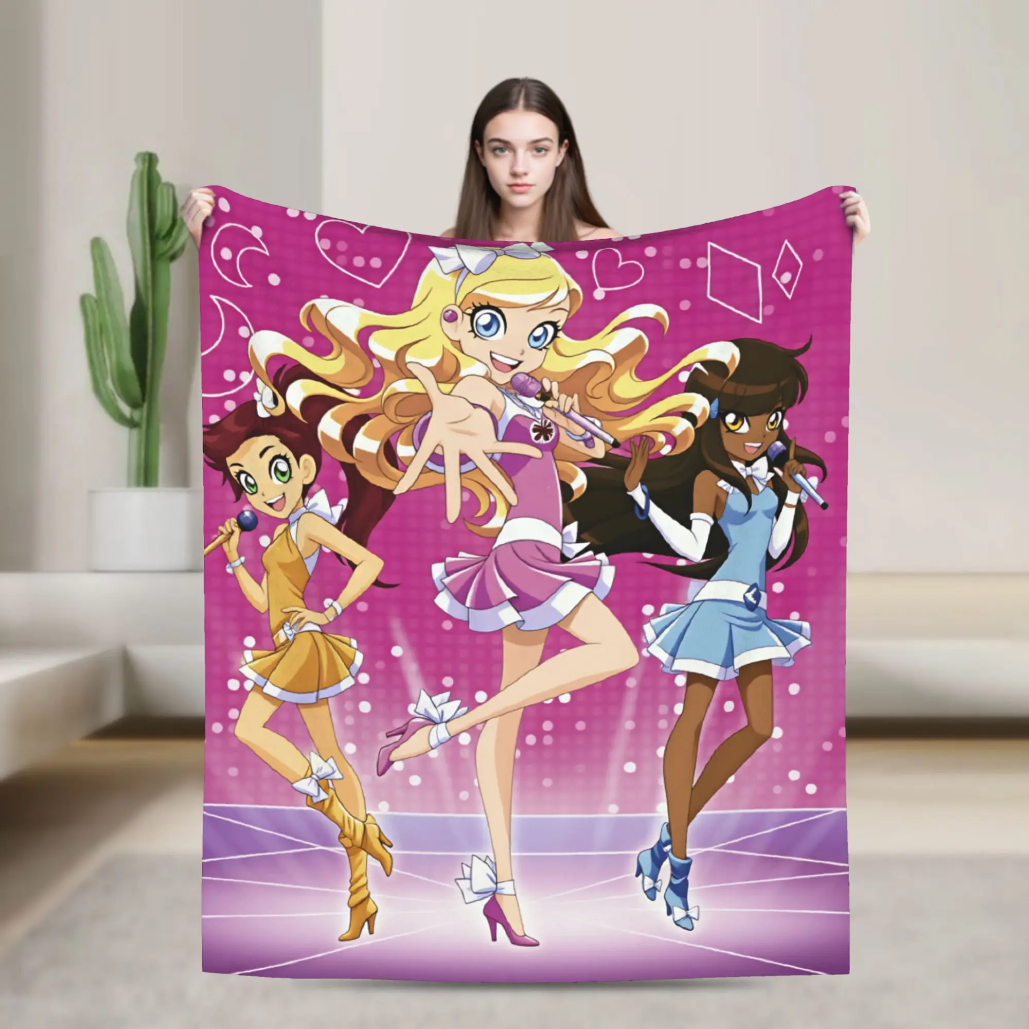 L-lolir-Rock Rock Anime Blanket Warm Soft  Throw Blanket Winter Adults Girls Bedroom Travel Car Bedspread