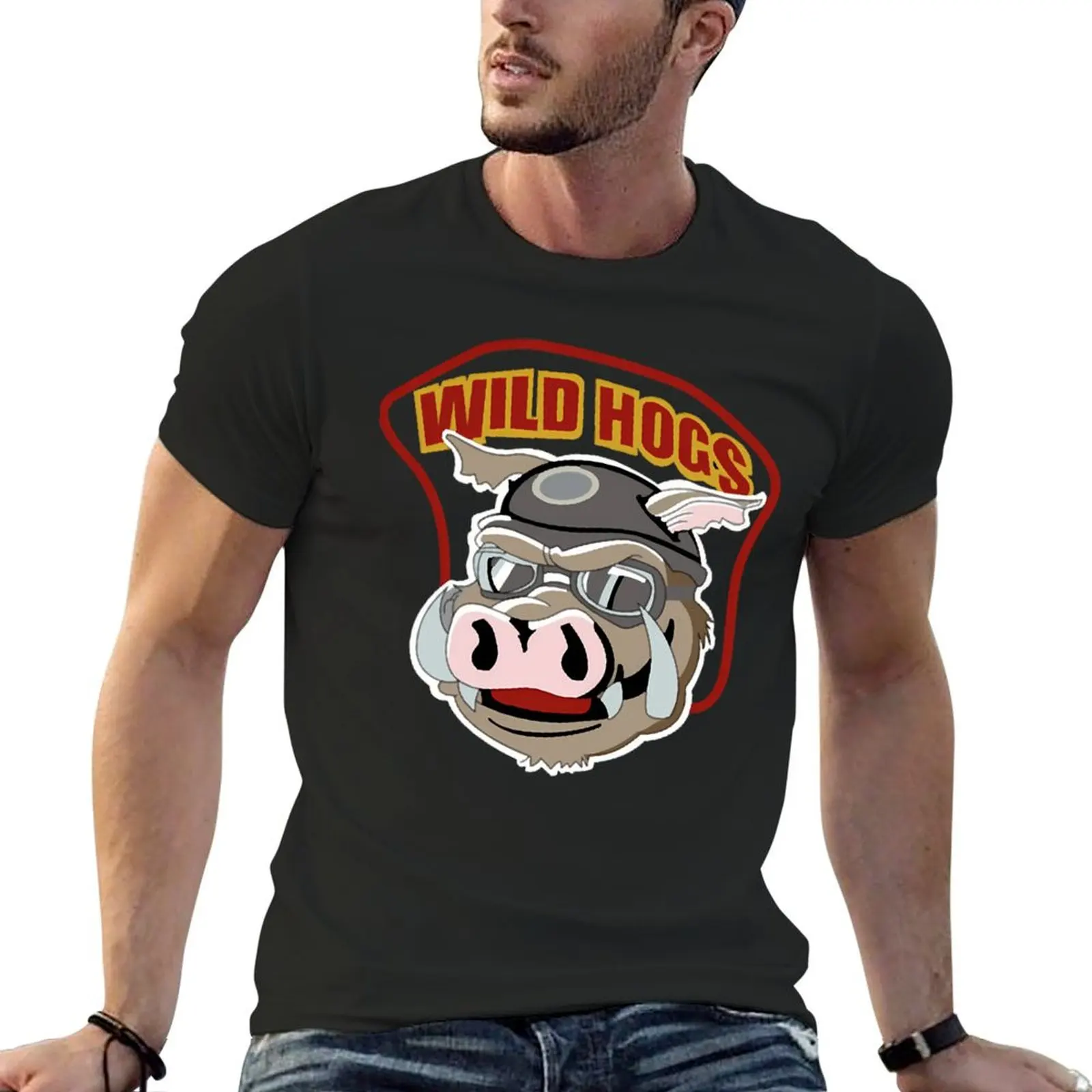 

Wild Hogs Logo T-Shirt oversized custom shirt boys animal print graphic tee shirt men t shirts high quality