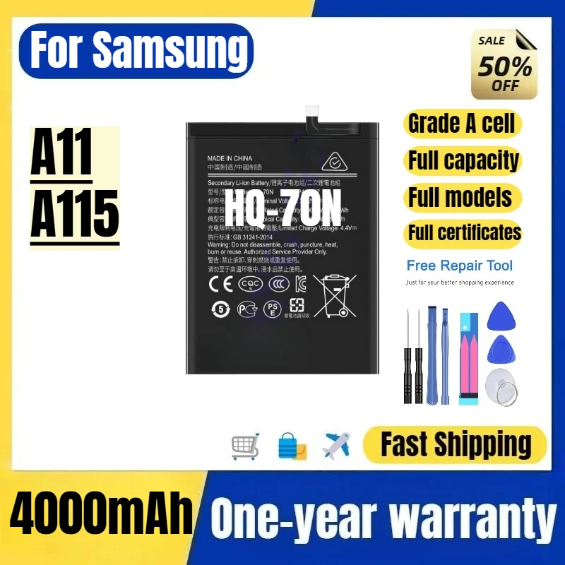 

HQ-70N for Samsung A11/A115 Mobile Phone Battery High Quality High Capacity Battery Replacement Bateria Grade A Cell with Tools