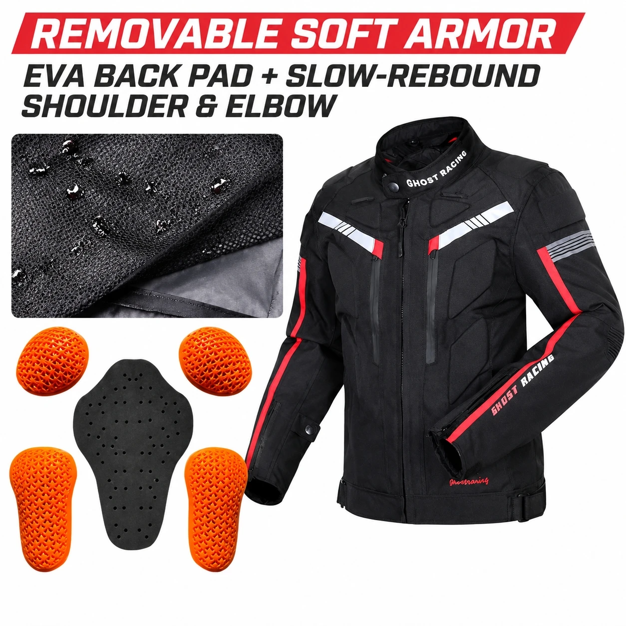 Men's Motorcycle Riding Jacket 600D Oxford Waterproof Windproof Thermal Liner Removable Protective Pads Reflective Motorbike