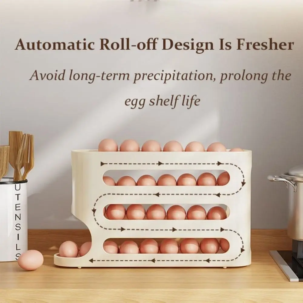 4 Layers Automatic Scrolling Egg Rack Holder Household Automatic Scrolling Egg Storage Box Large-capacity Egg Dispenser