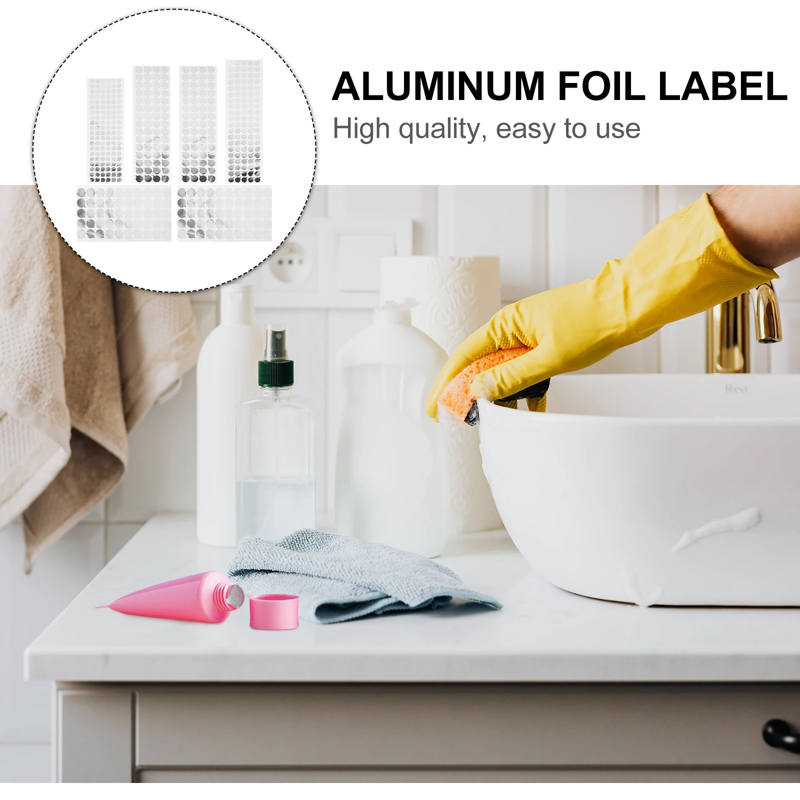 

6 Sheets Self Adhesive Stickers Strong Aluminium Foil Sealing Essential Oil Bottle Cosmetics Label Decals Tube Different Sizes