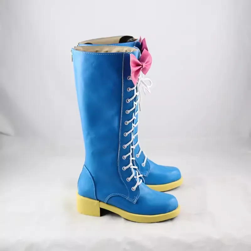 Pinkie Human Cosplay Shoes Blue Handmade Comic Costume Pinkie Pie Boots Cosplay Costume Prop Shoes for Halloween Party