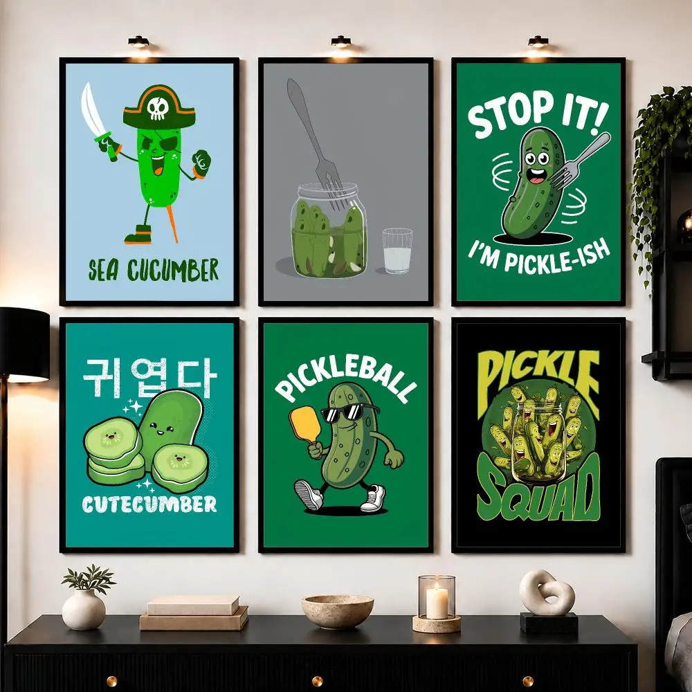 Cucumber Pickle Art Poster Wall Art Sticker For Living Room Bedroom Bar Home Decor Mural Painting Decoration