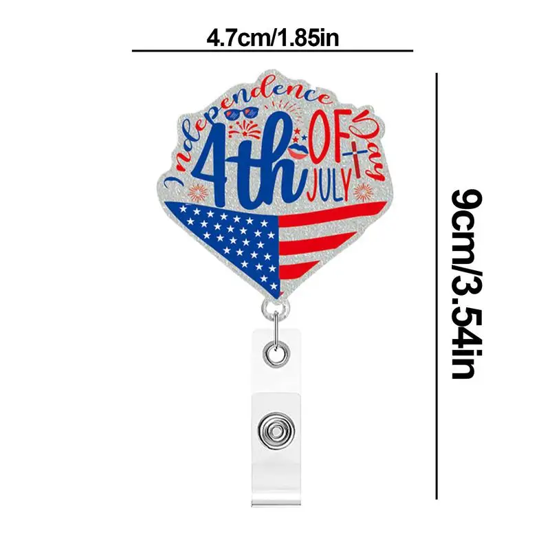 4th من يوليو شارة بكرة بريق تصميم الاكريليك معرف شارة قابل للسحب دعوى سترة التلبيب اسم شارة حامل كليب ممرضة اسم حامل #6