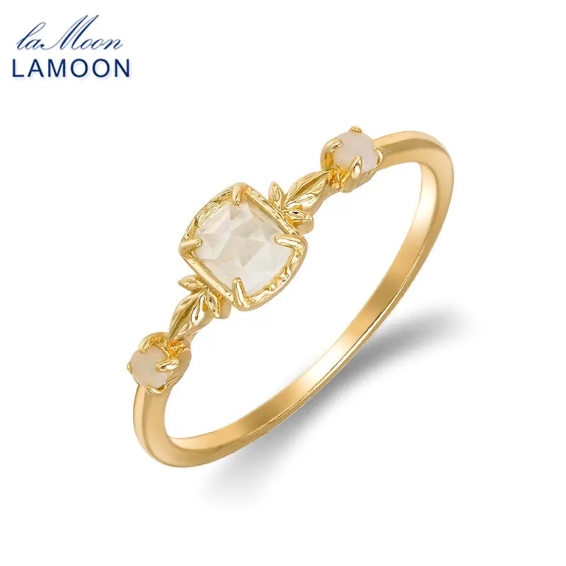 LAMOON Romantic Wedding Engagement Rings Natrual Crystal Ring For Women 925 Sterling Silver Gold Plated Fine Jewelry Accessories