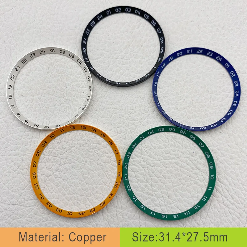 

Mod 31.4*27.5mm GMT Copper Watch Chapter Ring Fits NH35 NH36 Automatic Movement for Men Diving Watch Case Replace Parts