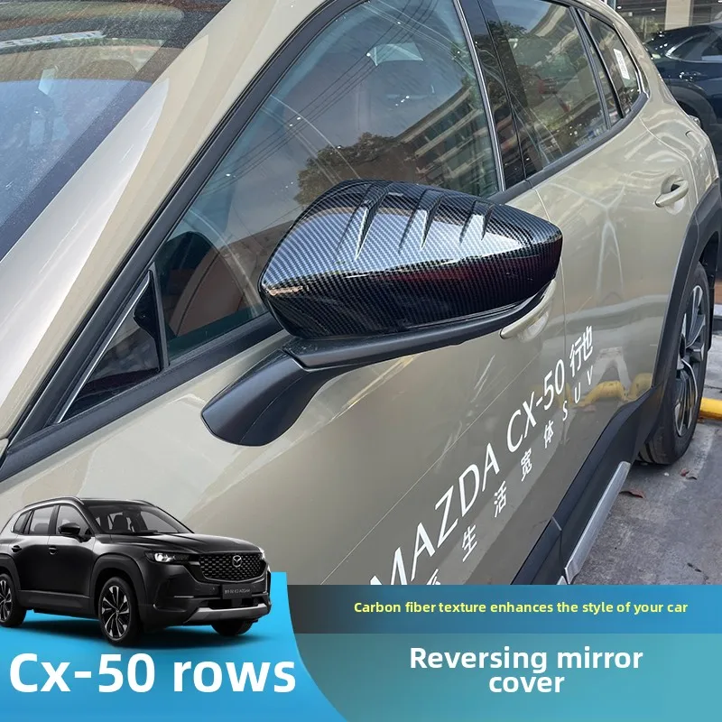 

For Mazda CX-50 Mirror Covers Fuel Door Cap - Exterior Side Mirror Housing Protector & Gas Tank Cover Set (silvery/Carbon Fiber)