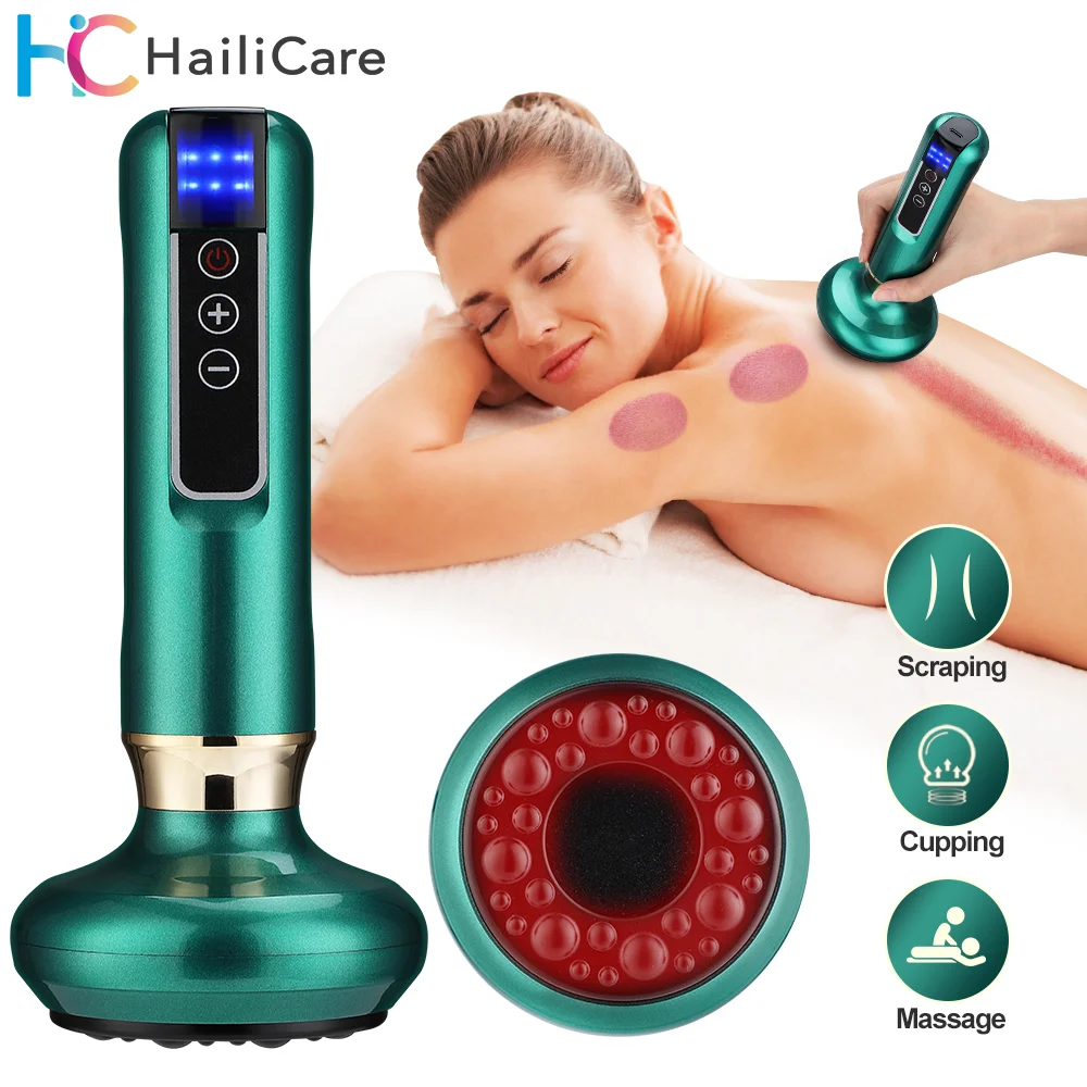 Gua Sha Massage Tool 12 Gear Suction and Heating Guasha Skin Scraping Slimming Body Massager Electric Vacuum Suction Fat Burner