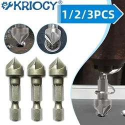 Hexagonal Shank Six-Blade Chamfering Countersink Tool Carbon Steel Sandblasting Chamfering Knife Woodworking Hole Opener