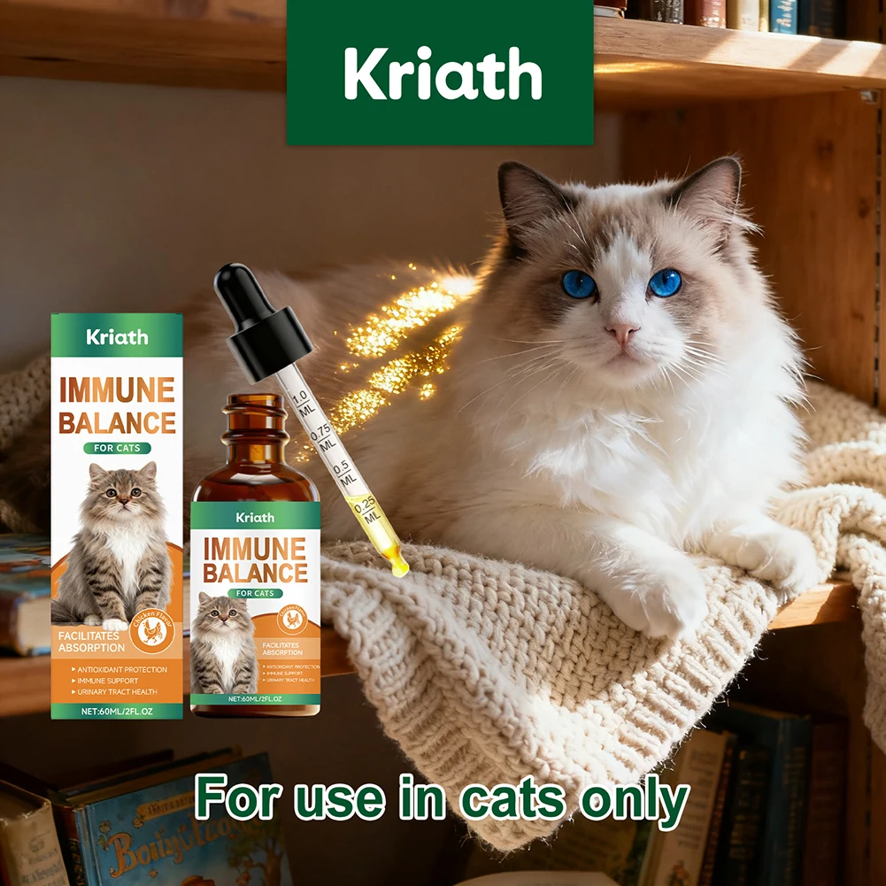 Immune Balance Drops for Cats Supports For Shedding Boosts Lustrous Coat & Health Skin-Vitality Natural Ingredients Pet Supply