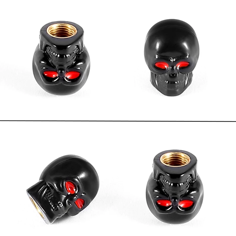 4x Car Tire Skull Anti-rust Air Valve-Caps Wheel Tyre Dust Stems Cover Universal