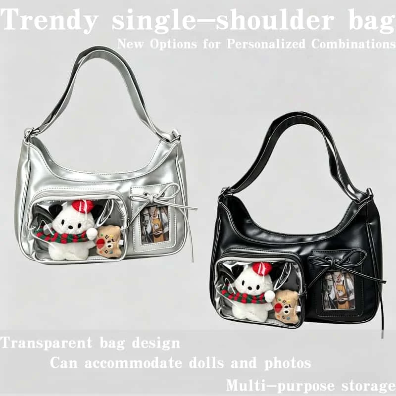 

Women's Transparent Crossbody Bag Small Capacity Single Shoulder Commuter Clear Bag Stylish Lightweight for Daily Use