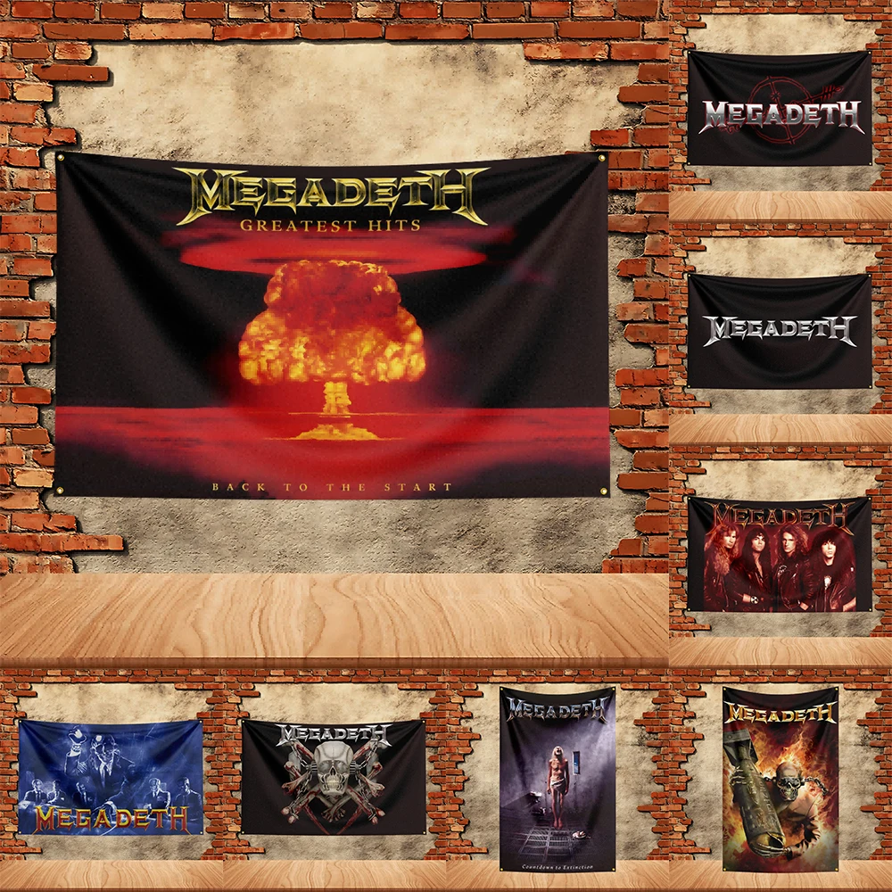 Bandera de fiesta Megadeth de 90x150 pies, bandera impresa de poliéster, tapiz para decoración de garaje y jardín, bandera de concierto