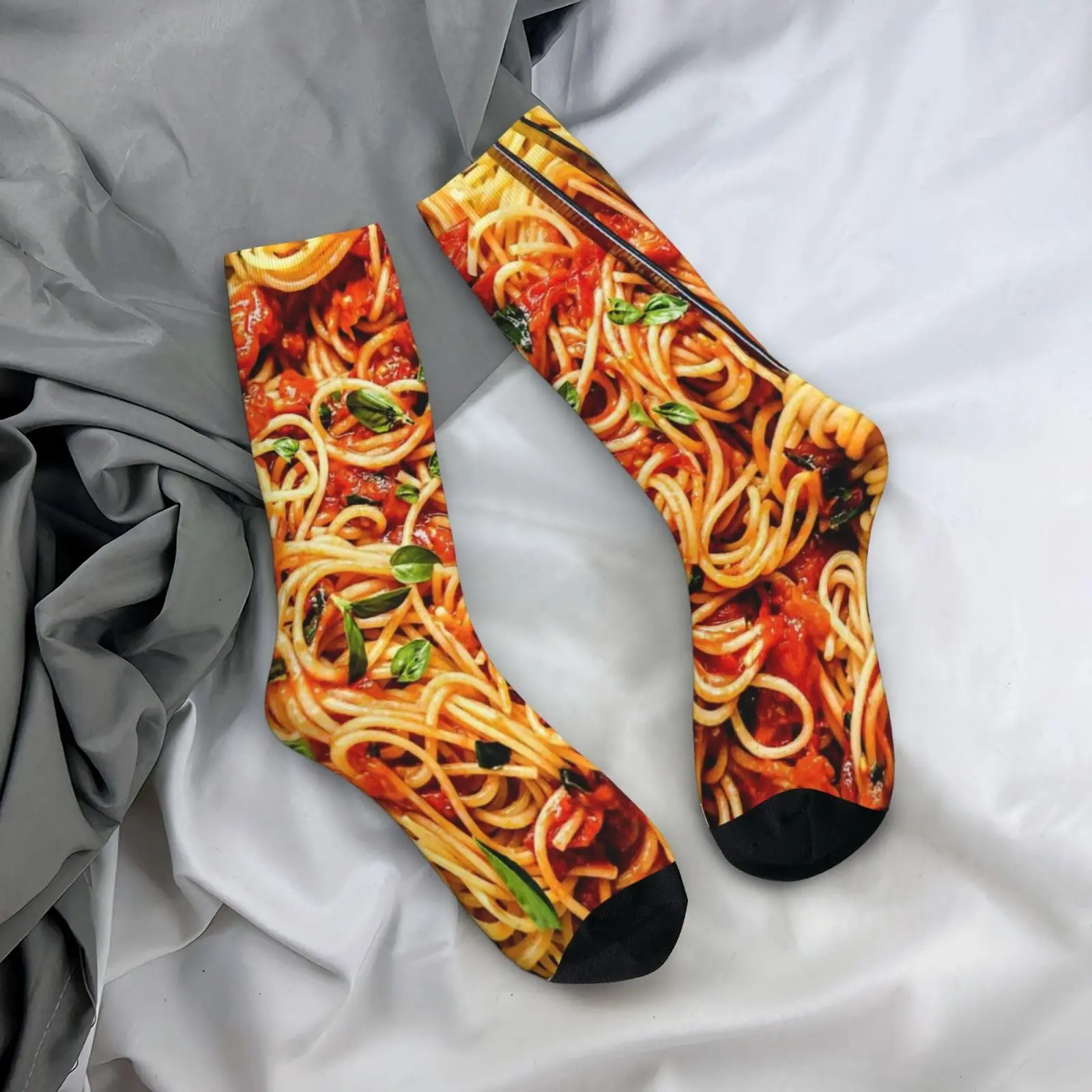 Calcetines de bota de media pantorrilla con espagueti de tomate, calcetines suaves y transpirables, calcetines deportivos novedosos para mujeres y hombres