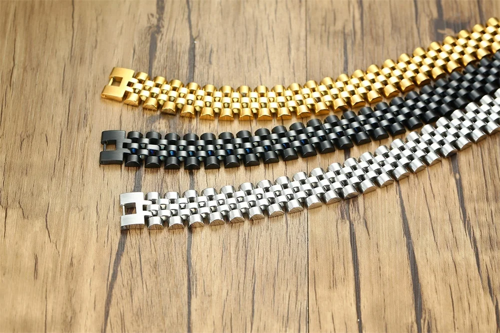 LUXUS MARKE HERREN UHR BAND LINK EDELSTAHL ROLLIE ARMBAND FÜR MÄNNER ROLLIE KETTE LINK ARMBAND HERREN SCHMUCK – Detail 6
