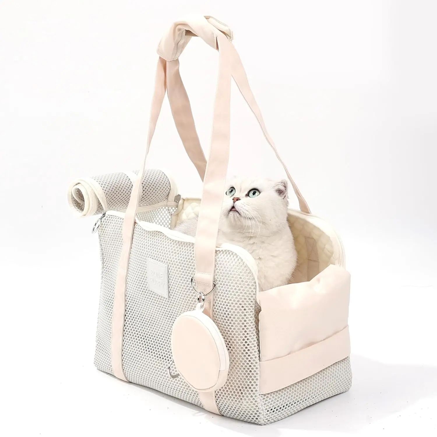 

Дышащая сетчатая большая сумка для домашних животных, переноска на плечо без помощи рук для маленьких собак и кошек до 10 фунтов
