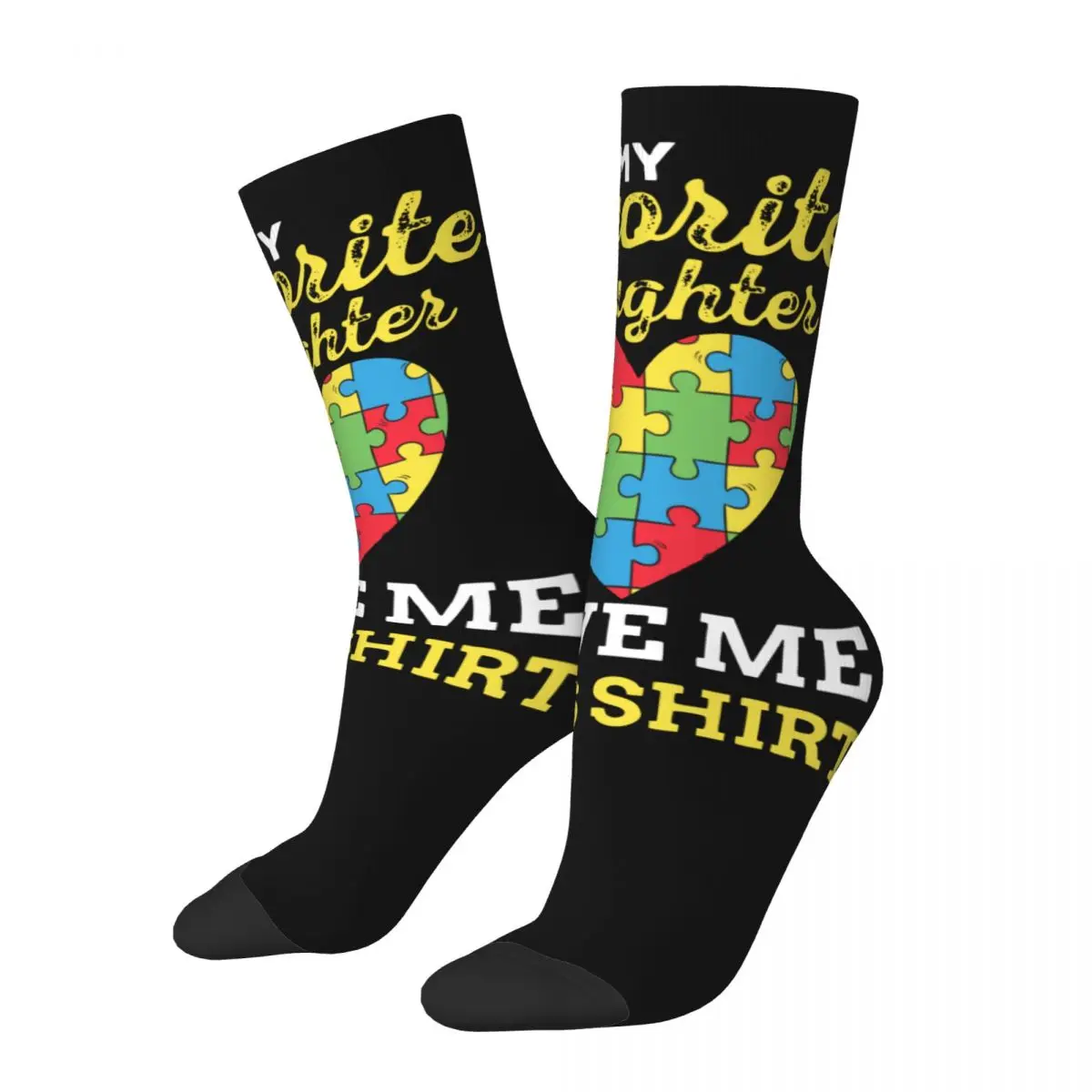 Crazy Design Autism Basketball Socks Autismo Autistic Awareness Polyester Middle Tube Socks for Women Men Breathable