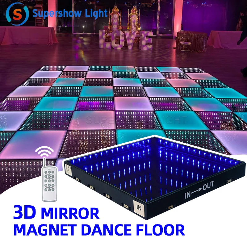 

Popular Wedding Disco Party Abyss Portable Led Dancing Tiles 3D Mirror Dance Floor