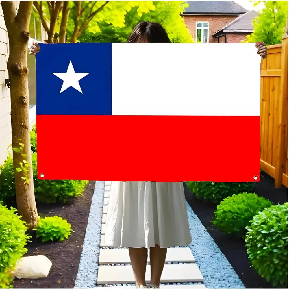 Chile Flags Borderless four-ring ornament indoor outdoor decoration effortless to hang