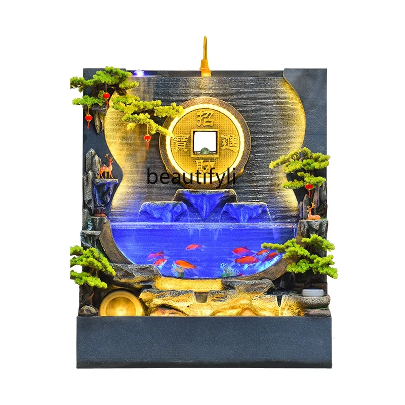 

ZqqВодная занавеска, настенная водяная ширма, фонтан, циркулирующая вода, украшение на удачу, напольная подставка для гостиной, украшение