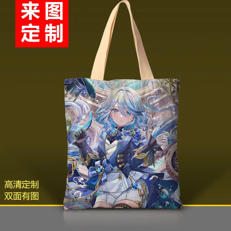 Genshin Impact Anime 2D Funina Character Canvas Single Shoulder Handheld Student Backpack Tote Bag Ani
