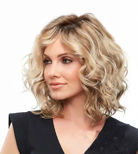 Selling wig women short curly hair in pear flower perm blonde short hair synthetic fiber high temperature silk whole head cover