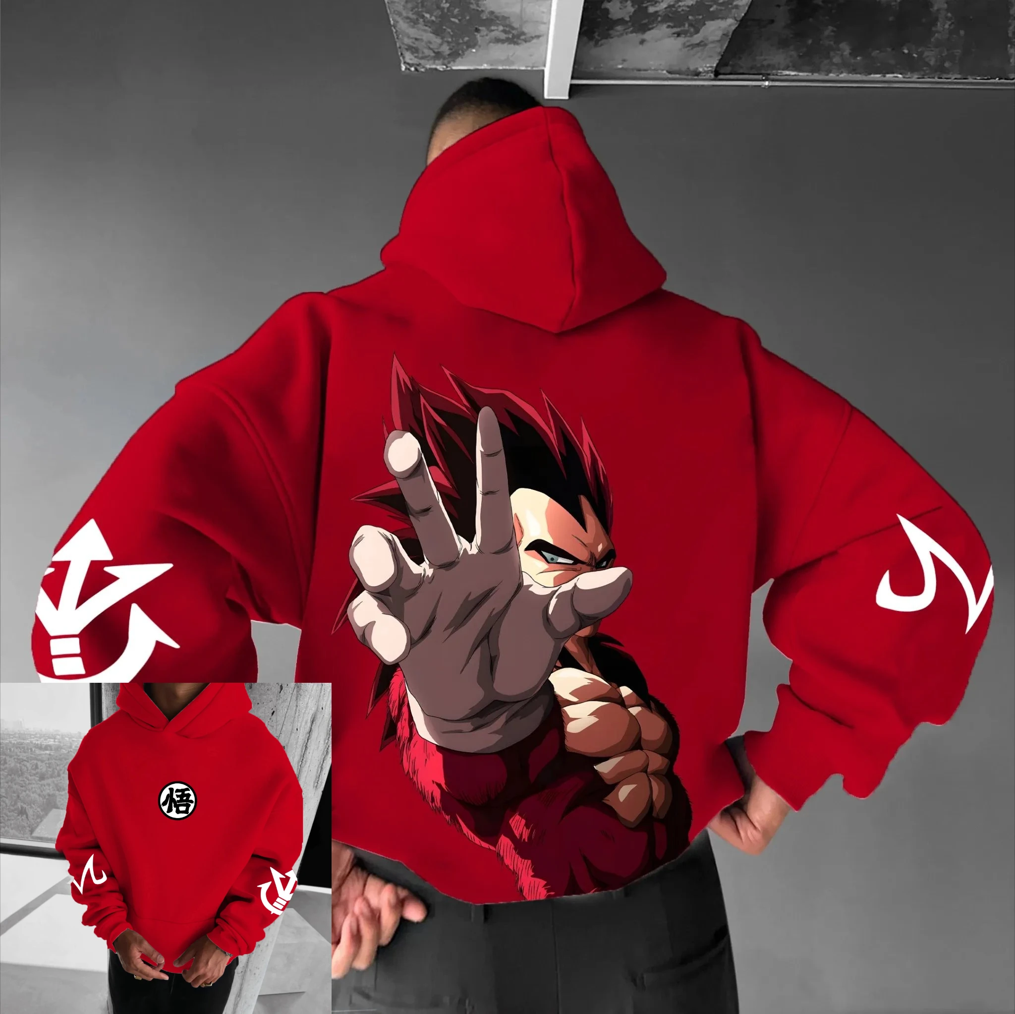 

Dragon Ball Animation Men's Hooded Sweatshirt Street Casual Pullover Cosplay Hoodie Spring and Autumn Parent-Child Fashion Top